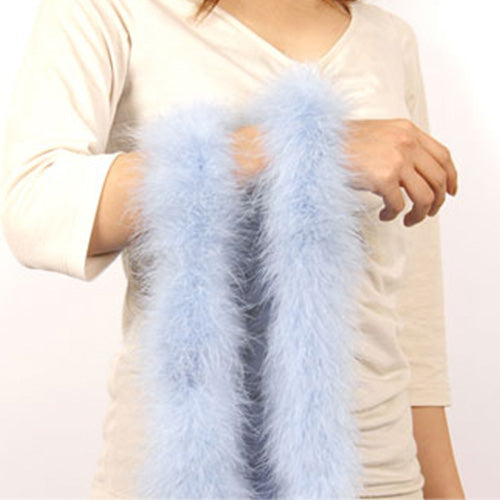 ターキーマラボー (ライトブルー)<br>豊富な羽根を利用したマラボーとボア 【羽 ラテンドレス 社交ダンス ソシアルダンス ダンス衣装 インディアン風 ネイティブアメリカン ダンサー デコレーションにどうぞ】舞台衣装 ダンス衣装 帽子飾り