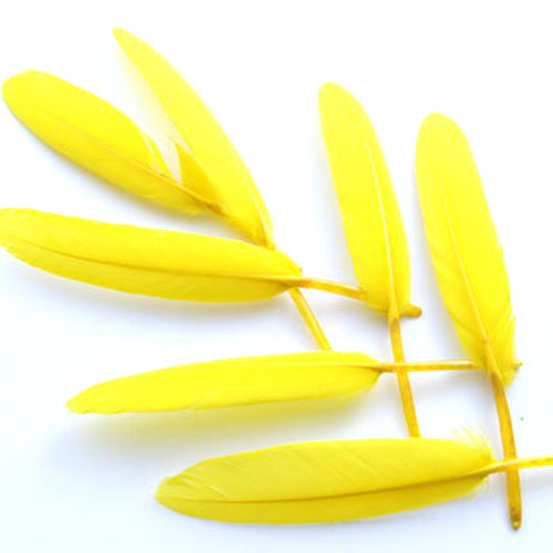 ケン羽根 黄色 5本 Yellow Feather 黄色の羽根 羽 髪飾り 羽 手芸 羽 ビーズ 羽 帽子飾り