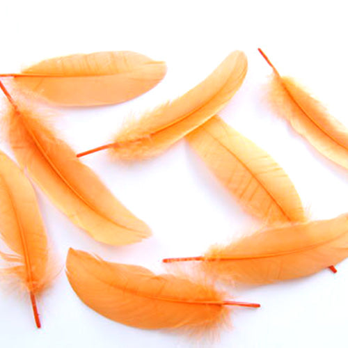 羽根 車 小羽根 (オレンジ) 10本 装飾用の羽根 羽 ブローチ 羽 飾り羽 コサージュ 羽 イヤリング