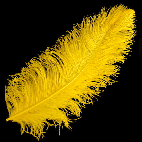オーストリッチ 45~55cm (黄) この羽根はディスプレイ、アクセサリー、ヘットドレス 羽 髪飾り 舞台衣装 ダンス衣装