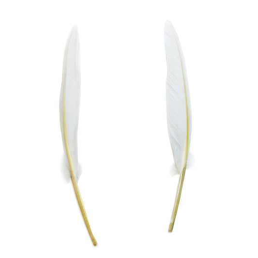 グース　風切　白 2枚 15-25cm <br>【装飾用】【フェザー 羽根 アクセサリー パーツ 羽 手芸 羽根飾り アクセサリ しゅげい】羽 髪飾り 羽 手芸 羽 ビーズ 羽 帽子飾り　羽ペン