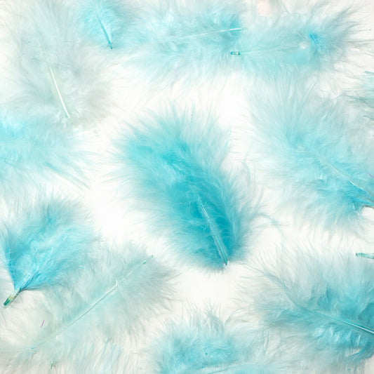 羽　パーツ　フラット小ﾗｲﾄﾌﾞﾙｰ 羽 飾り 羽根 髪飾り 羽　ビーズ　 天使の羽根　羽　ディスプレイ 羽 エンジェルシャワー 羽根　アクセサリー　羽根 ヘットドレス　羽根　コサージュ