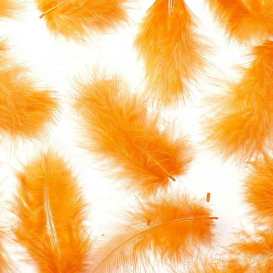 羽 フラット中 オレンジ 羽 飾り 羽根 髪飾り 羽　ビーズ　 天使の羽根　羽　ディスプレイ 羽 エンジェルシャワー 羽根　アクセサリー　羽根 ヘットドレス　羽根　コサージュ