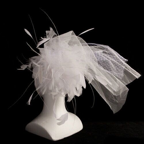 羽根を使ったブライダル用 ヘッドドレス　白