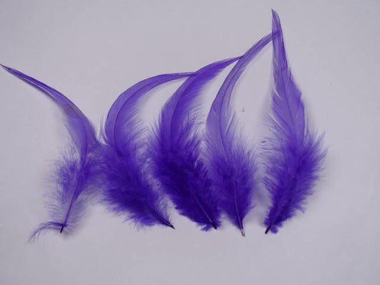 キャラ尾　ムラサキ 12-16cm 10本　装飾用の羽根 【アクセサリー パーツ 羽 手芸 アクセサリ しゅげい フェザー】羽ドレス衣装　舞台衣装　ダンス衣装 　帽子飾り 羽ビーズ