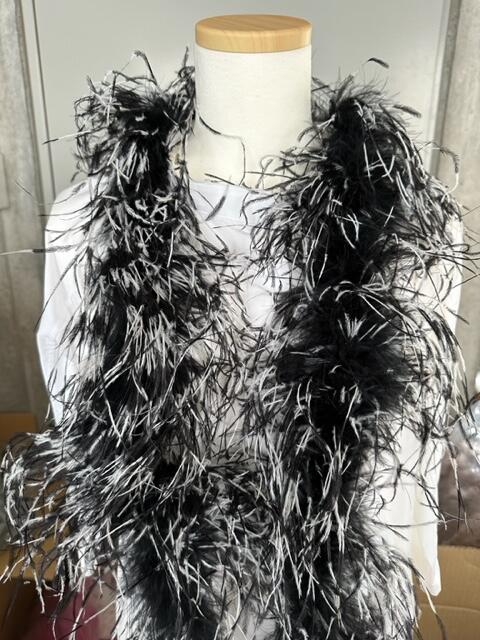 オーストリッチマラボー （白黒トリミング） 舞台衣装 ダンス衣装 髪飾り