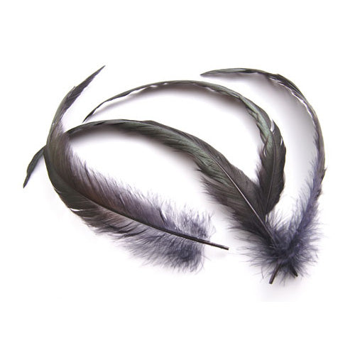 羽 尾毛 黒 （20-25cm)  羽根  2本【装飾用】【黒い羽根 アクセサリー パーツ 羽 手芸 フェザー 羽根飾り アクセサリ しゅげい】【送料無料】羽 髪飾り 羽 手芸 羽 ビーズ 羽 帽子飾り