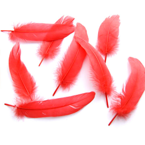 羽根　車 小羽根 （赤）10本　装飾用の羽根　羽 ブローチ 羽 飾り羽 コサージュ 羽 イヤリング